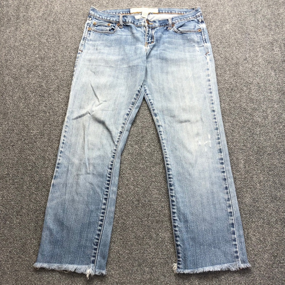 Abercrombie & Fitch Womens 4L Stretch Light Wash Frayed Hem Bootcut Jeans